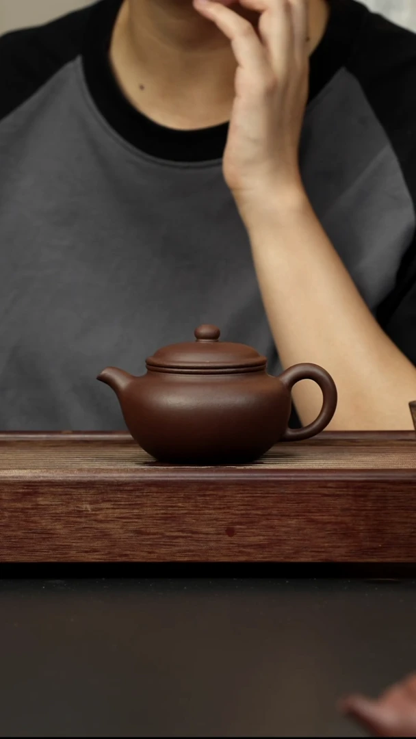 紫砂茶壶老紫泥 永福莲子