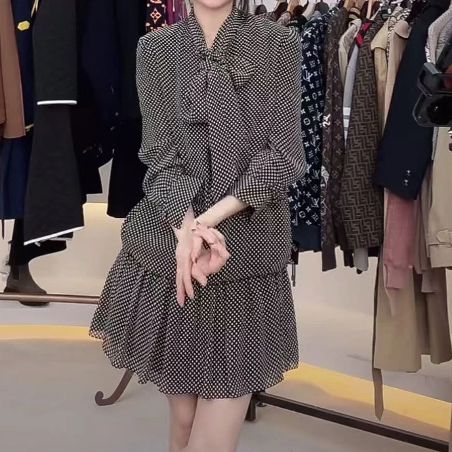 全新未使用 Celine/思琳 波点连衣裙 黑白/34