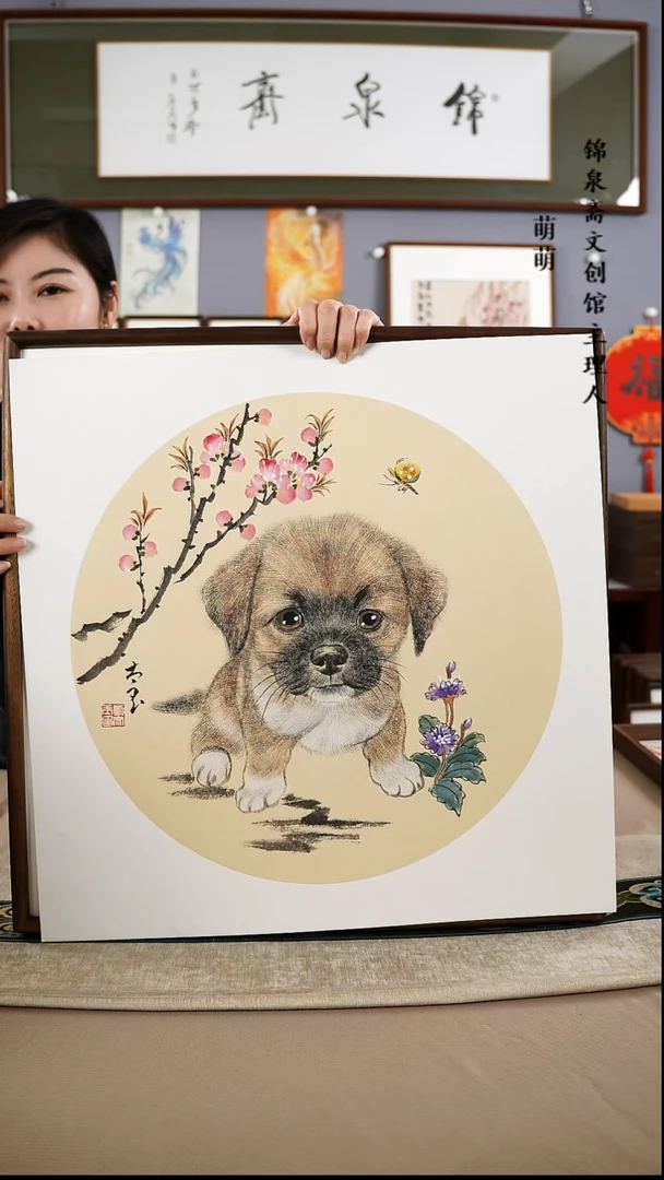 【闪购商品】国画52*52刘老师国画带框手绘作品