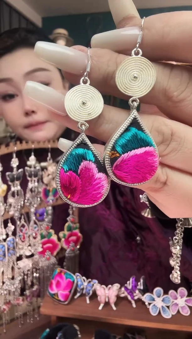 刺绣纯手工民族风刺绣耳环