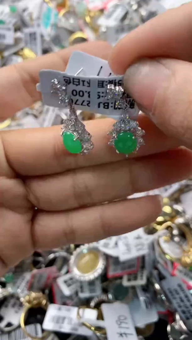 银S925镶嵌戒指翡翠666    9