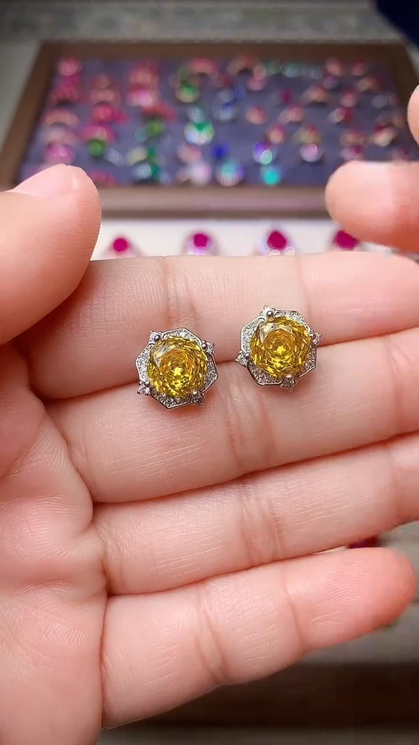 【闪购商品】彩色蓝宝石耳饰银S925镶嵌000