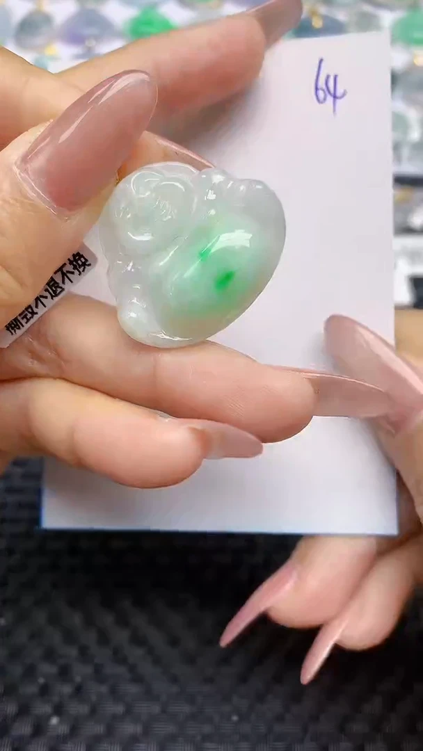 【闪购商品】翡翠颈饰18K金镶嵌天然A货翡翠 64