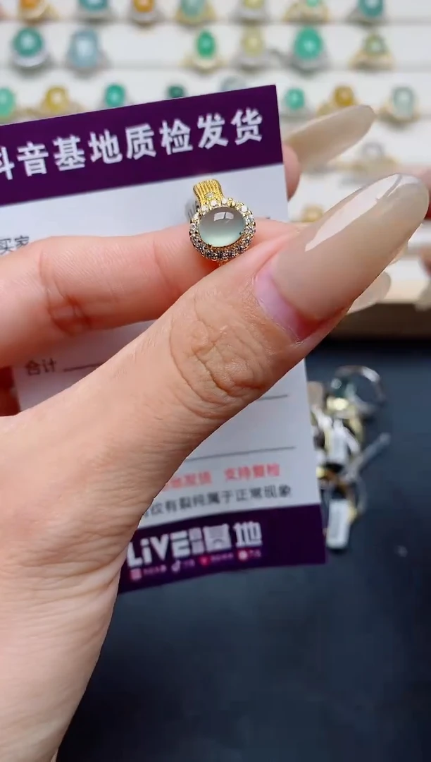 翡翠戒指银S925镶嵌.