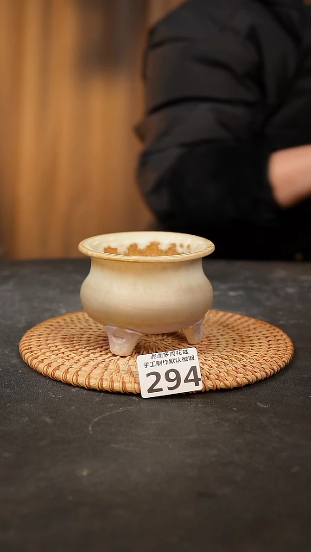 【闪购商品】瓷片294泥泥手工花盆口7-8高7-8