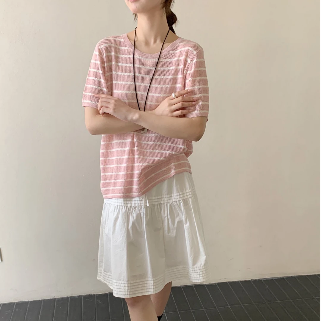 【素简.500170】夏款上新天爽亚麻后背扣子透气女装上新针织衫