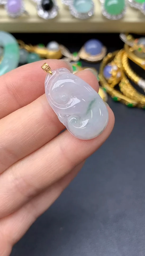 颈饰18K金镶嵌翡翠59-雪姐翡翠天天见