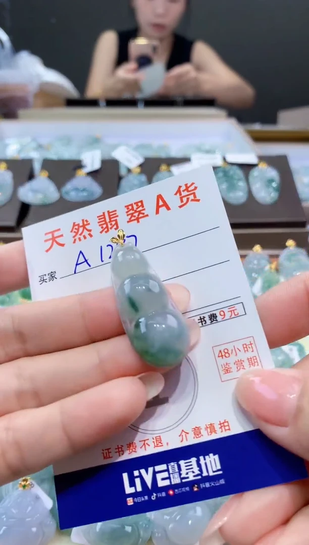 颈饰18K金镶嵌翡翠天然翡翠A货挂件