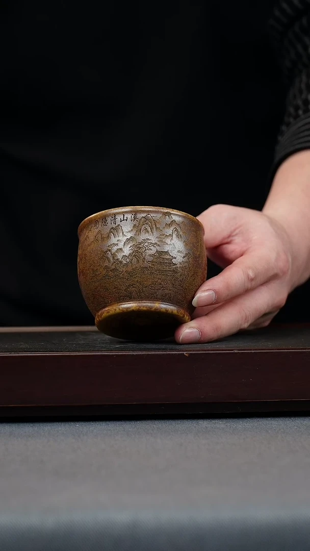 【闪购商品】紫砂茶壶龙骨金沙 山水缸杯