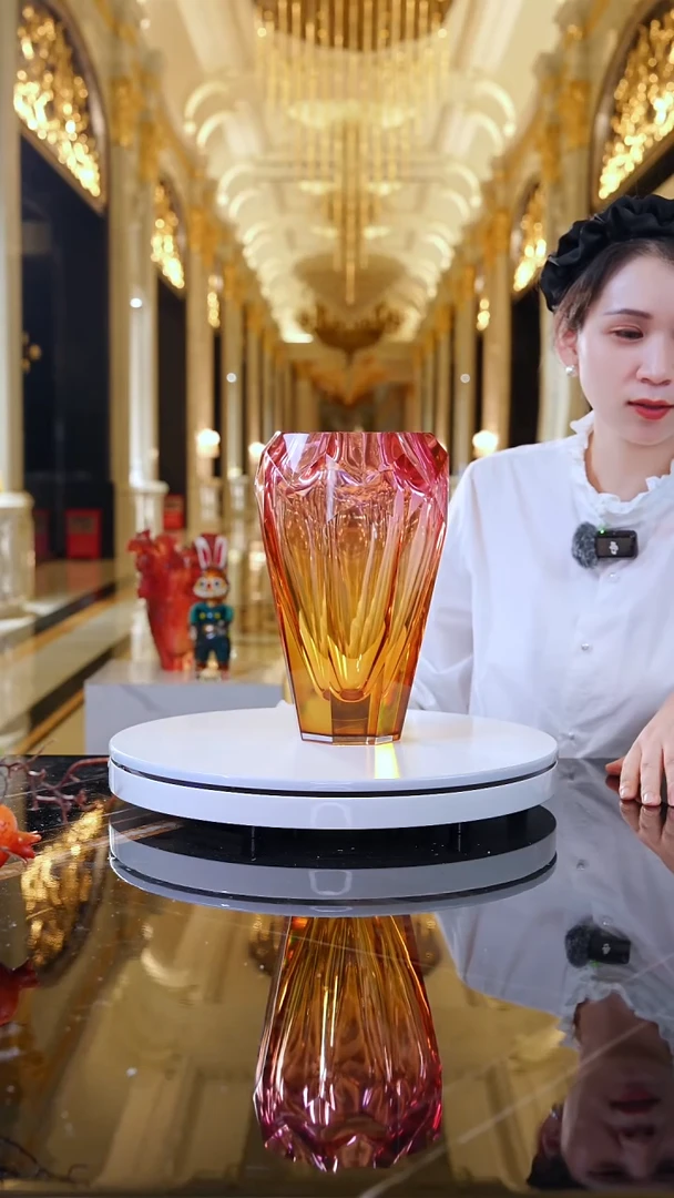 摆件JY0067金红色冰花艺术花器