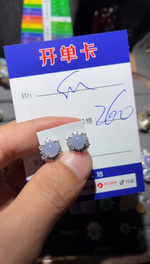 翡翠银S925镶嵌耳饰B****流 BL国际物流