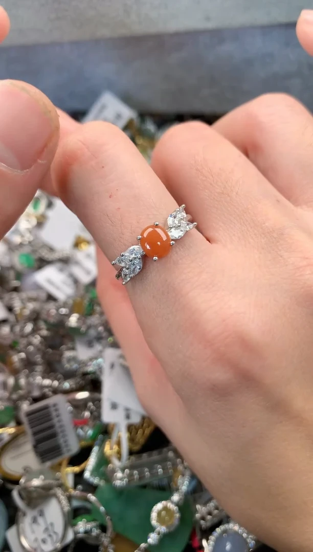 银S925镶嵌戒指翡翠5                  5