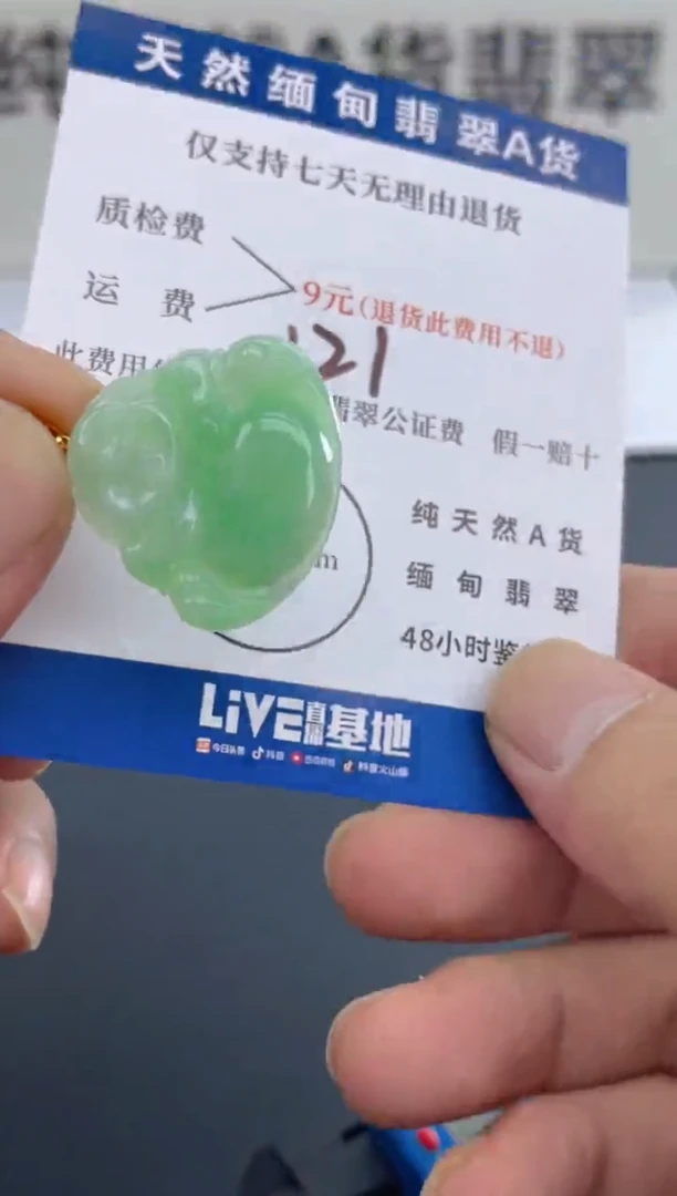 颈饰18K金镶嵌翡翠纯天然缅甸翡翠A货