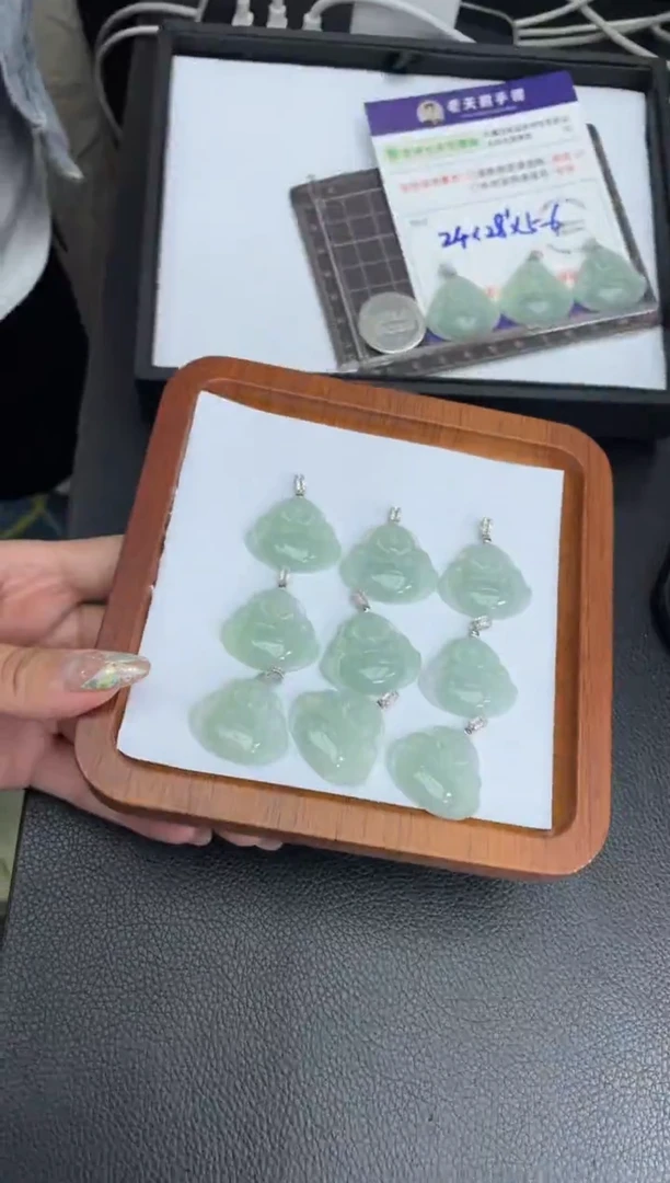 翡翠挂件银S925镶嵌佛公FL3配绳/多样性发其一CP