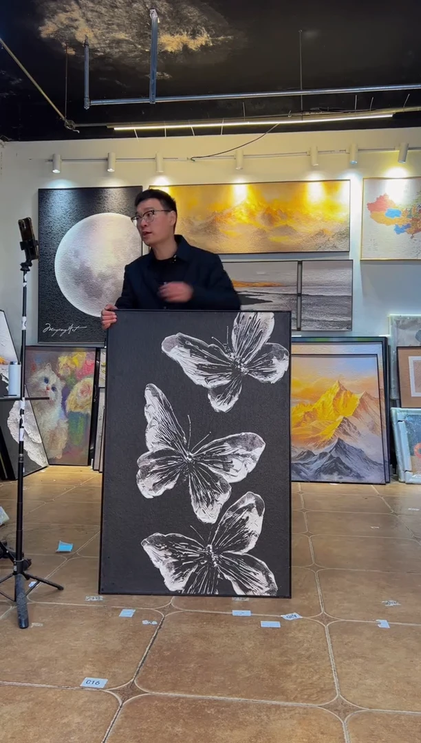 竖款80*120.蝴蝶.黑框