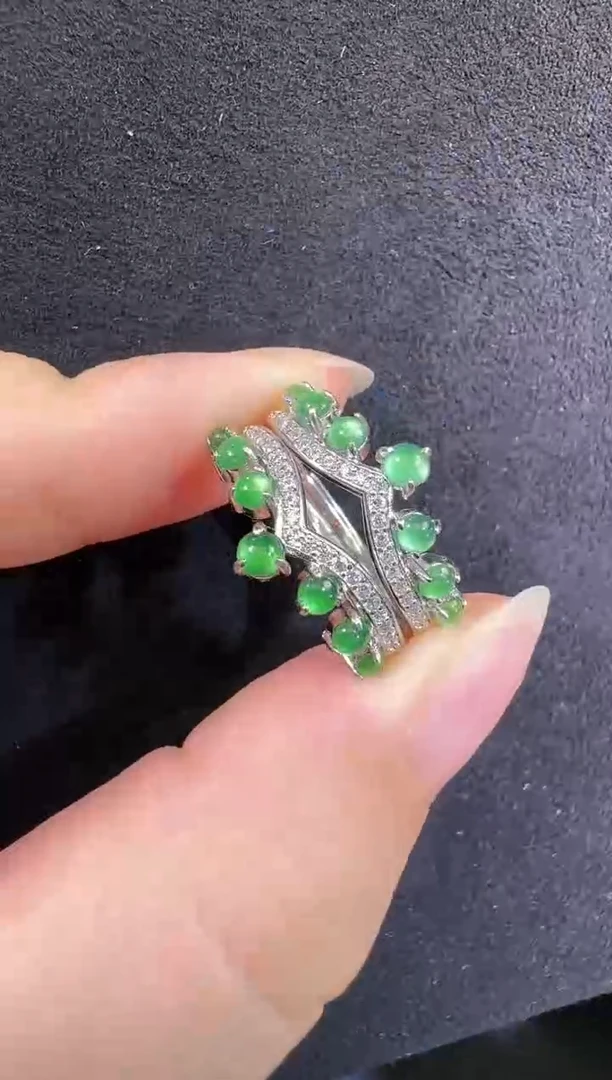 银S925镶嵌戒指翡翠超****️戒指
