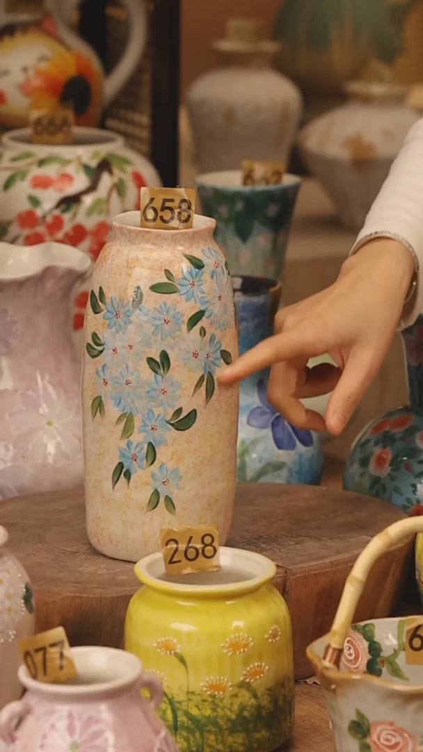 陶瓷景德镇设计师手作花器摆件侘寂风@M658@