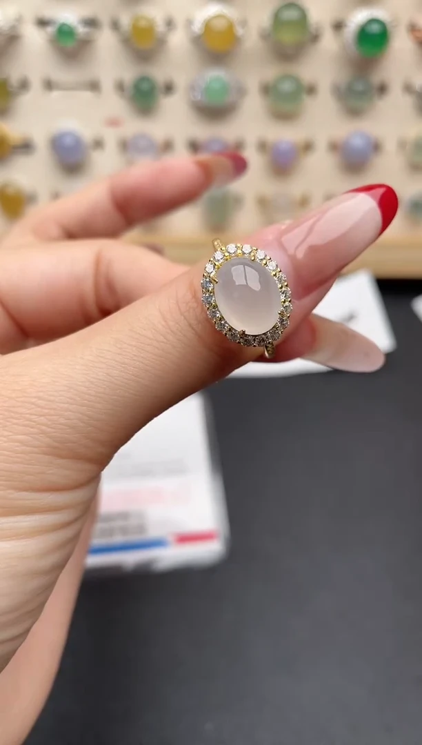 【闪购商品】翡翠戒指银S925镶嵌一物一证一礼盒