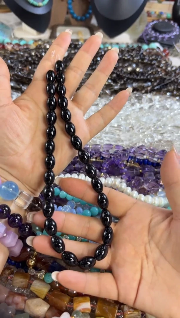 未镶嵌玛瑙/玉髓珠宝半成品黑玛瑙米珠