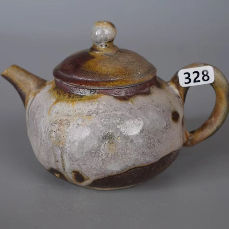 台湾纯手工柴烧落灰志野流釉陶壶茶壶茶具