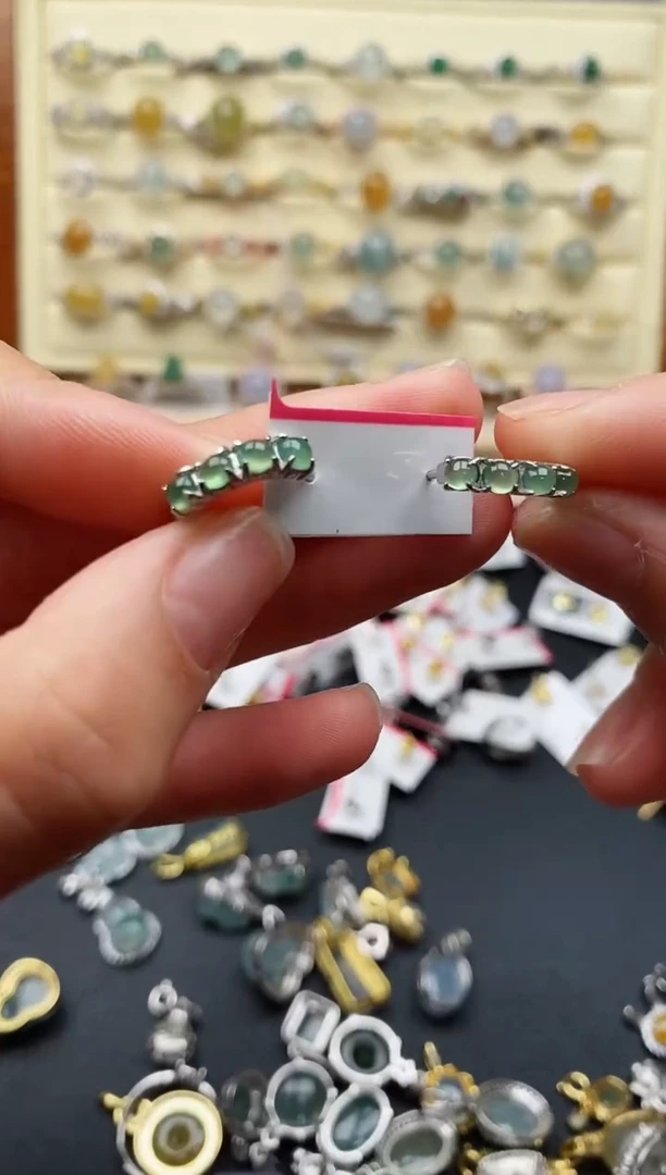 翡翠戒指银S925镶嵌55555555+9