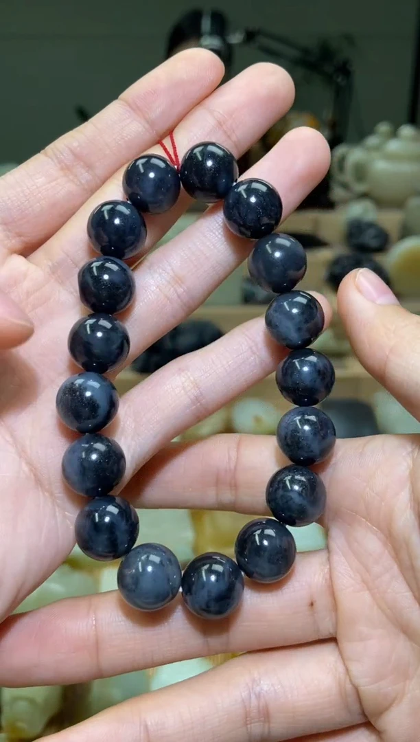 未镶嵌手串和田玉新疆和田玉青花圆珠手串 卡12