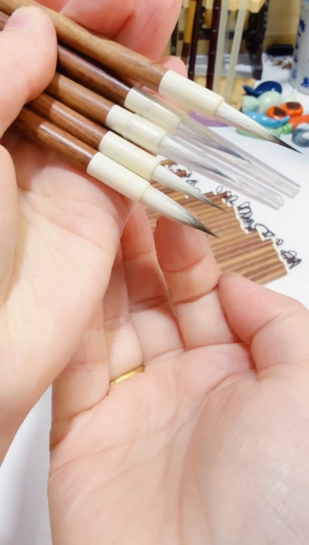 笔杆微瑕 定制款红酸枝勾线毛笔5支 出锋2.5 口径0.5 试墨不售后