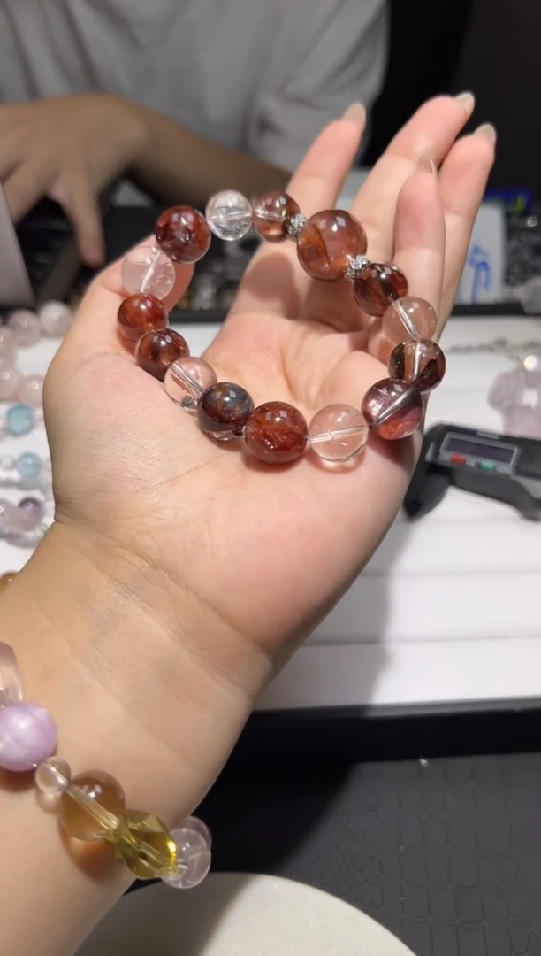 未镶嵌手链水晶牛血红胶花水晶diy