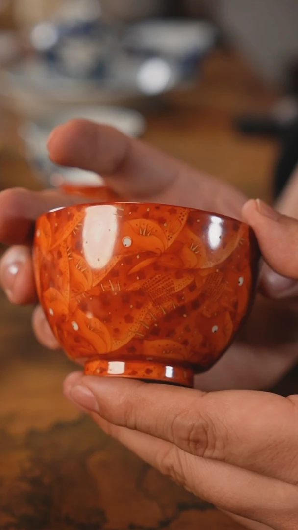 【闪购商品】杯小卿亭 矾红满工鳜鱼杯