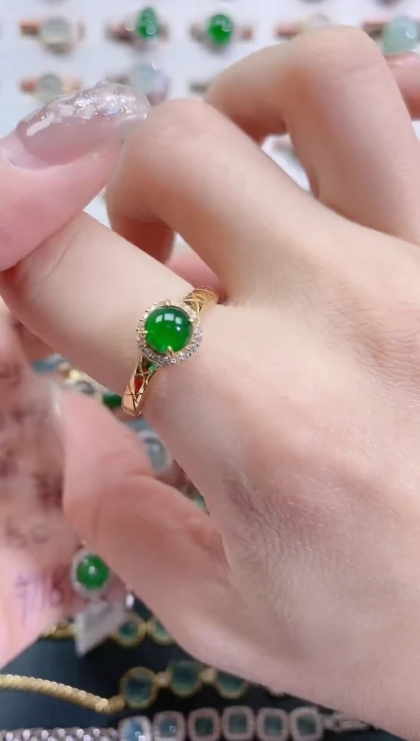 银S925镶嵌戒指翡翠天然翡翠