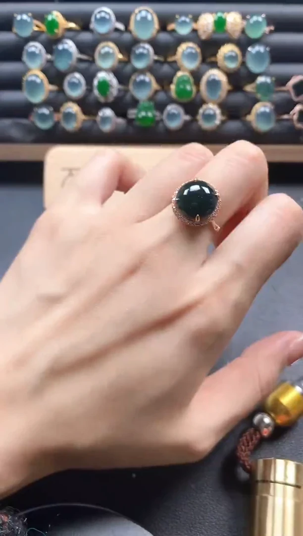 银S925镶嵌戒指翡翠51511