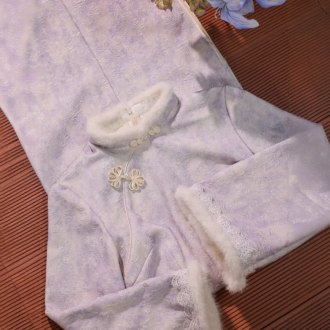 巨好看的国风旗袍冬装新款改良少女日常款过冬绝美中式加绒旗袍裙