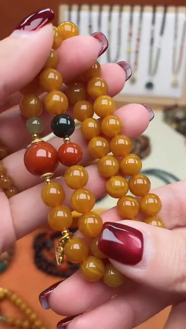 手链蜜蜡未镶嵌08蜜蜡精美双圈手串