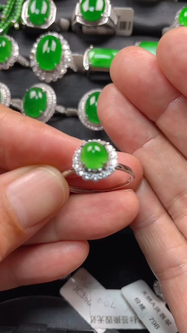 【闪购商品】翡翠戒指银S925镶嵌翡翠