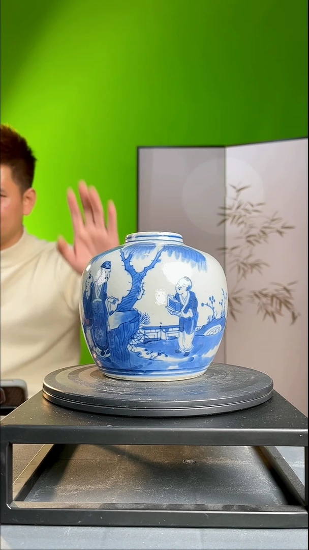 茶器神***子青花人物故事茶叶罐