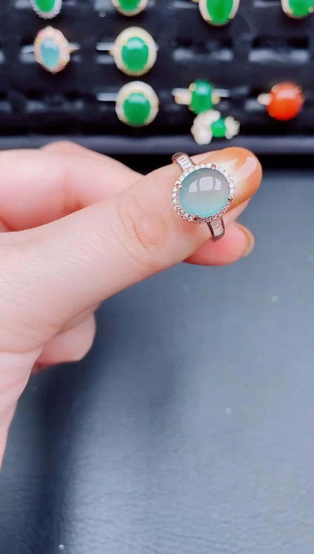 【闪购商品】翡翠戒指银S925镶嵌天然a货翡翠141
