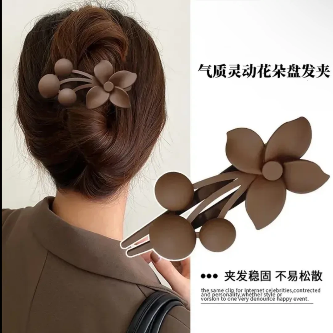 2025新款莫兰迪花朵鸭嘴夹 气质百搭后脑勺盘发发夹时尚洋气
