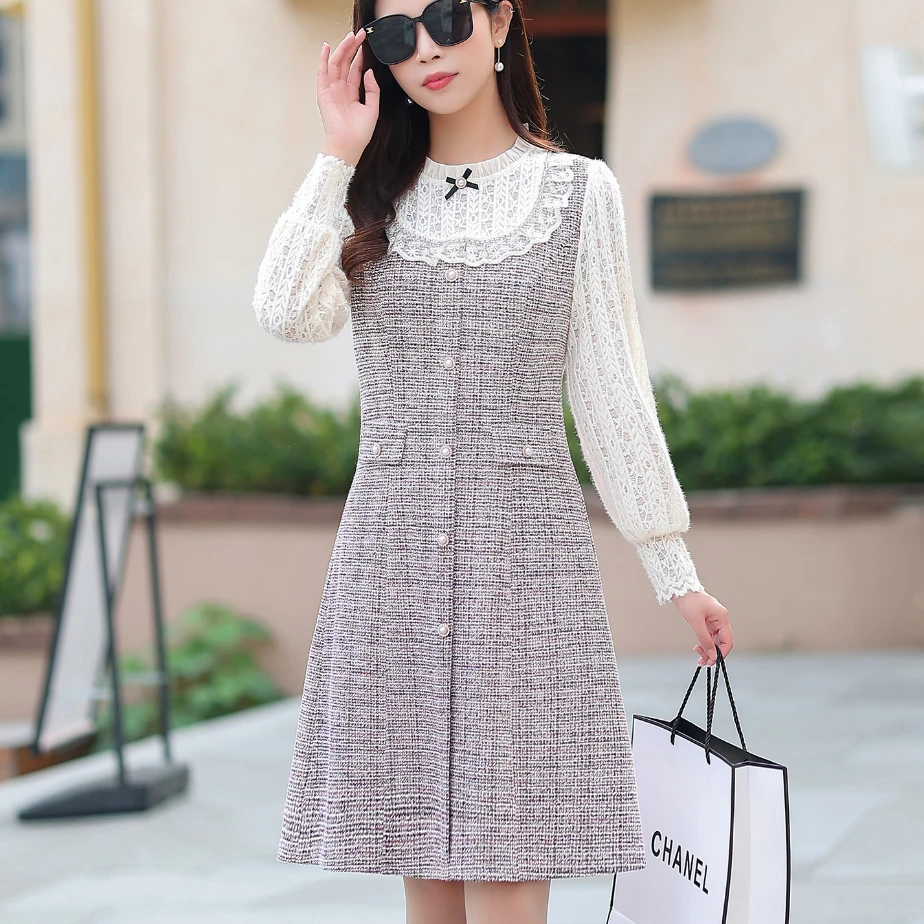 RB39#紫【木兮兮专属】2025年春季新款气质显瘦减龄香风时尚连衣裙