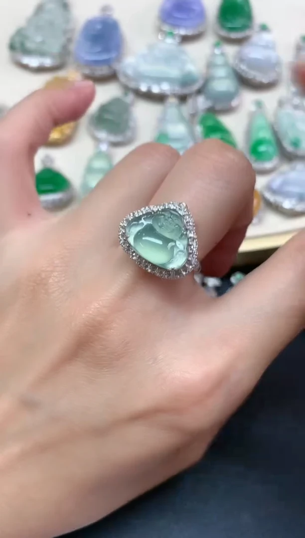 【闪购商品】翡翠戒指18K金镶嵌A301|9800