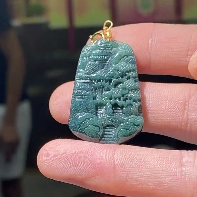 翡翠A货山水牌吊坠GSJJ-12