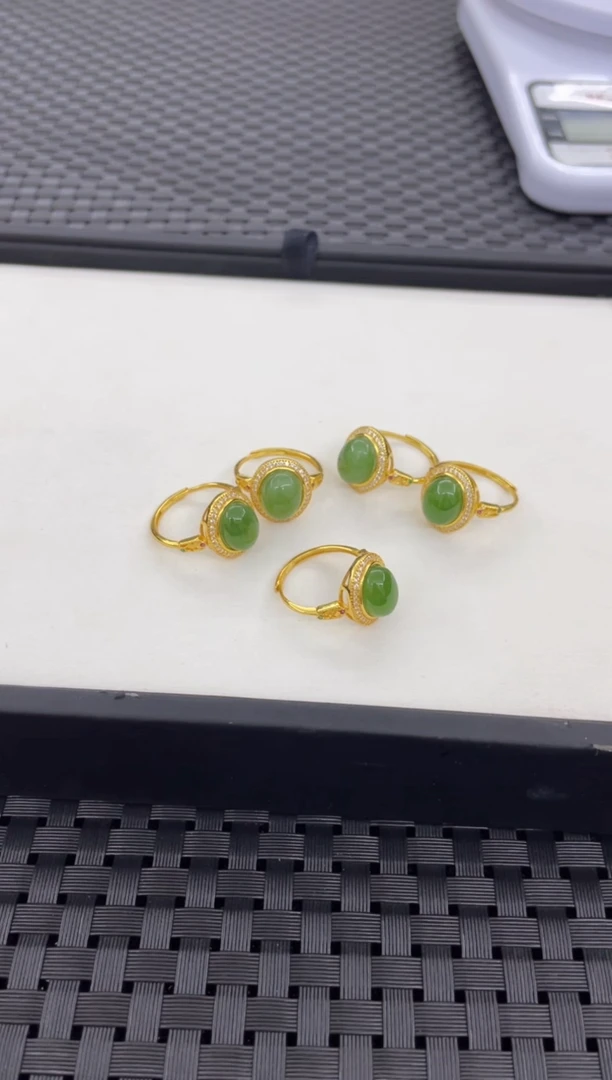 和田玉戒指银S925镶嵌（多样性发一件）J561