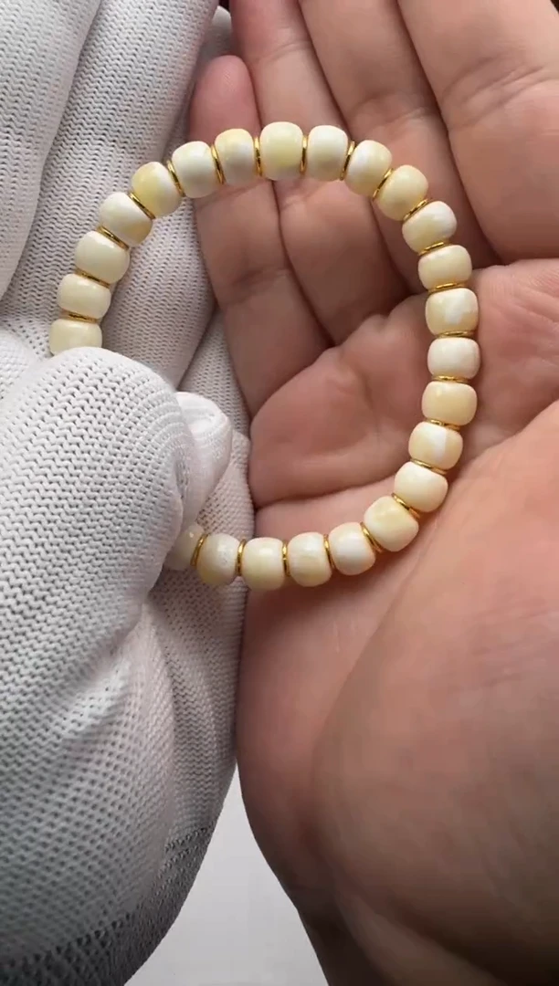 裸石蜜蜡18K金镶嵌手串多样性发货