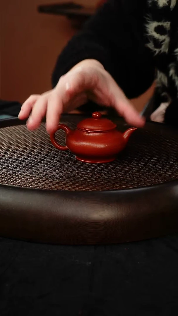 茶壶紫砂水扁 朱泥