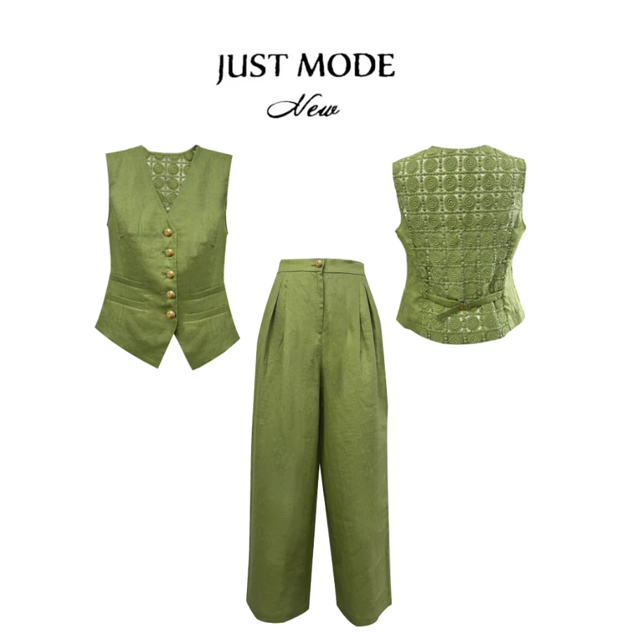 AM【绿野仙踪】25年夏季亚麻简约时尚套装女上衣裤子两件套S100TZ