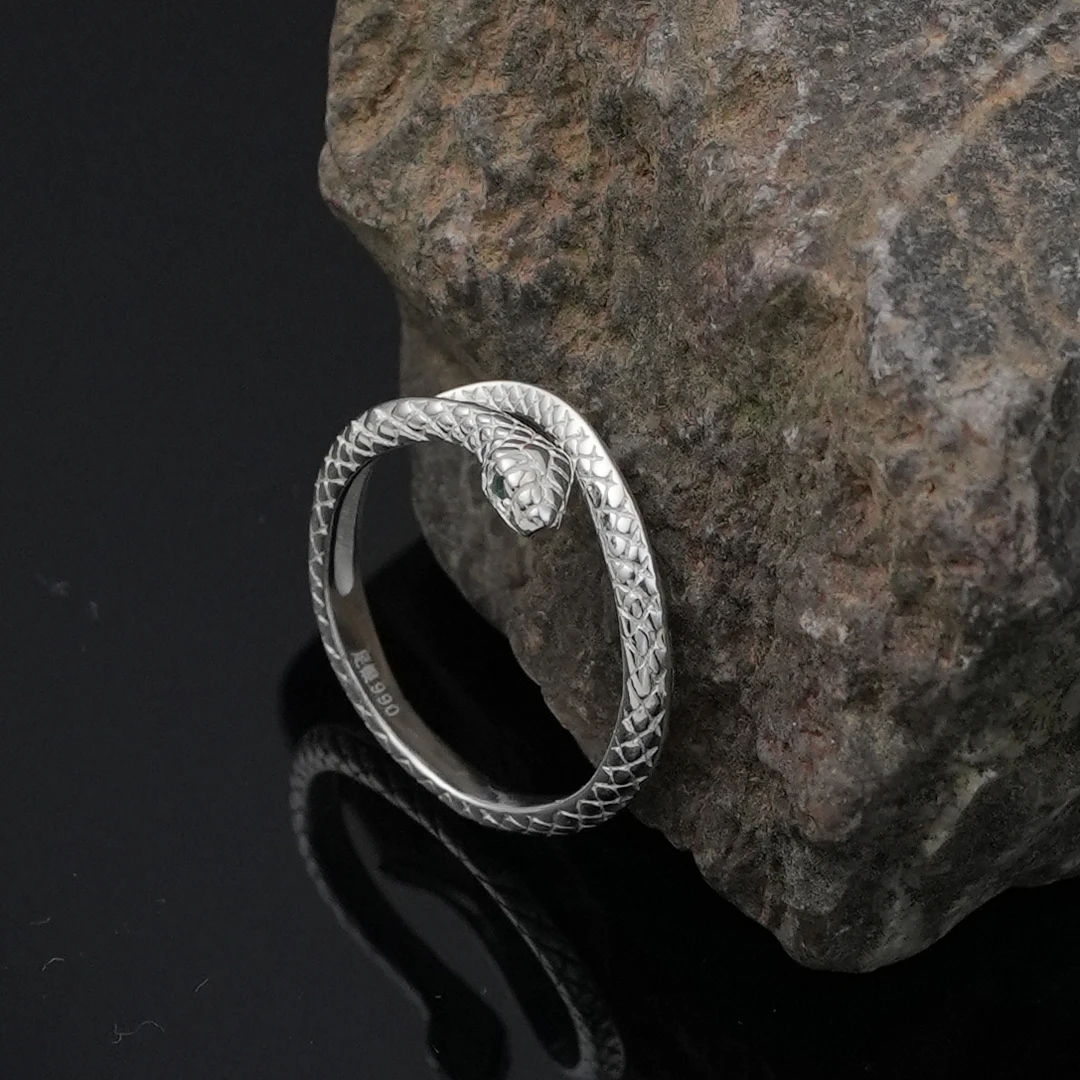 足银戒指 【灵蛇戒指】黔喜银饰手工气质时尚银戒