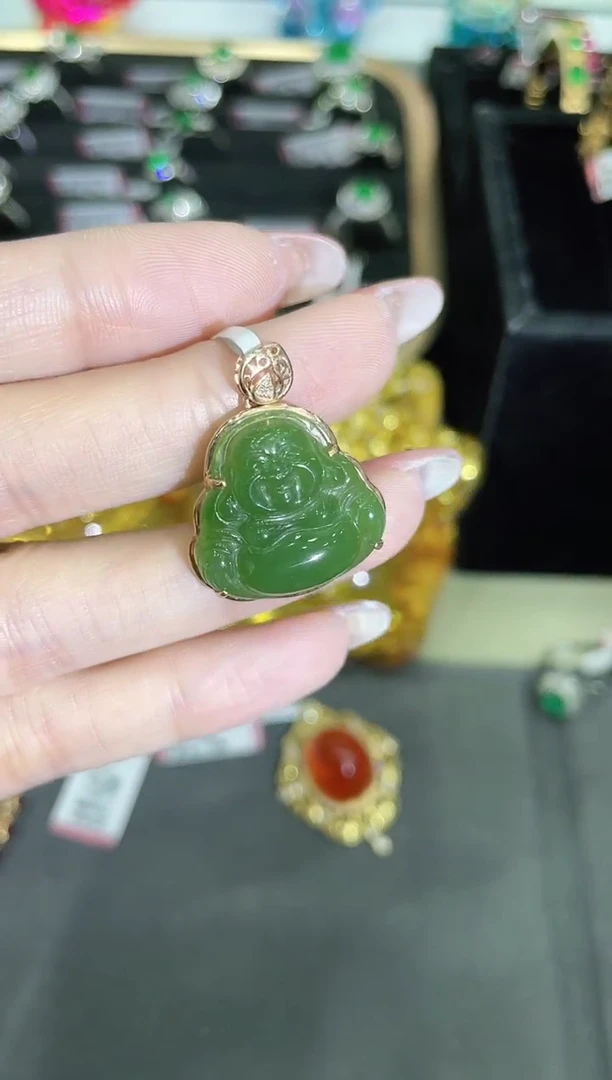 和田玉18K金镶嵌吊坠(不含链)·
