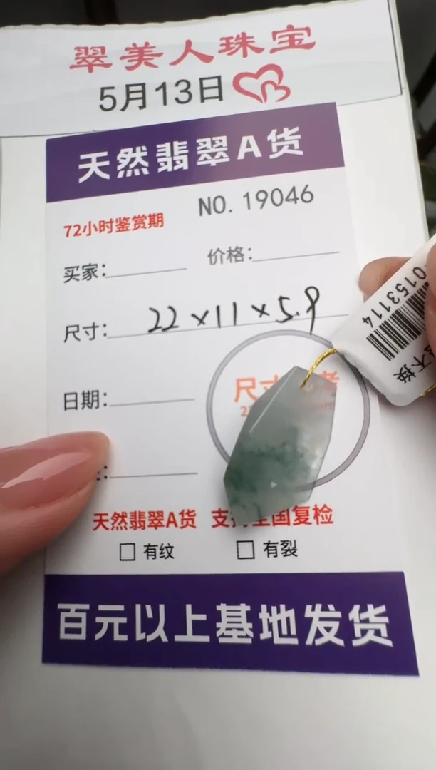 翡翠未镶嵌颈饰原石19046