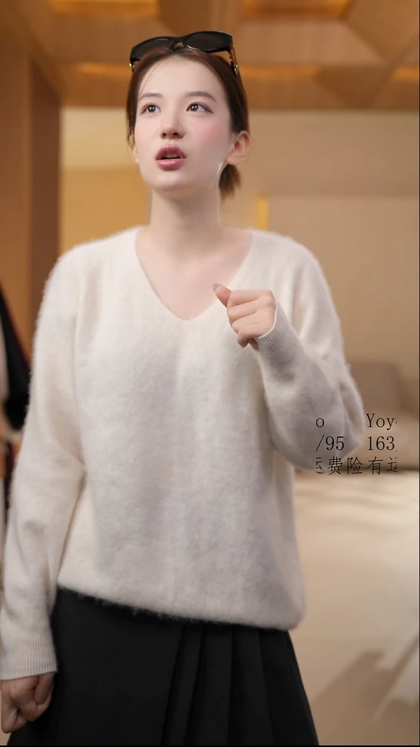 主播上身同款羊绒毛衣均码90-155斤