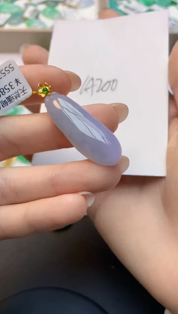 颈饰18K金镶嵌翡翠天然A货缅甸翡翠百元以上9元证书费自理