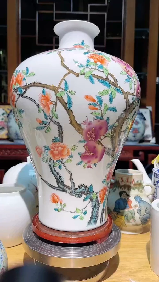 【闪购商品】瓷石榴梅瓶陶瓷摆件